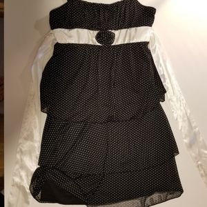 black with white dots layered dress